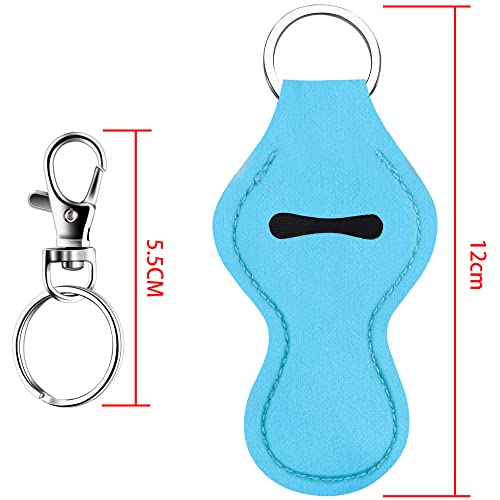 Duufin 20 Pieces Chapstick Holder Keychains with 20 Pieces Metal Clip Cords for Chapstick Tracker and Safeguard