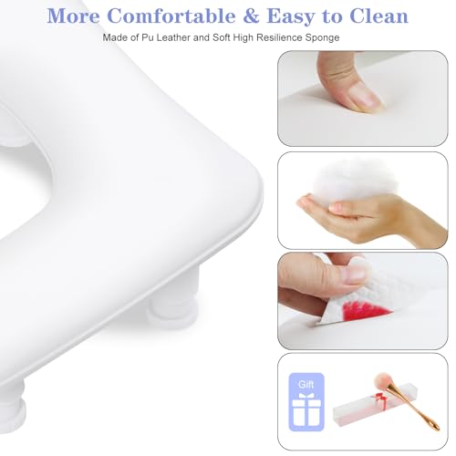 Arm Rest for Nails Tech, Adjustable Height Nail Stand Hand Rest, Professional U-Shaped Nail Hand Pillow with 1Pcs Nail Brush, Leather Manicure Rest Stand, Salon Manicurist Essentials (White)