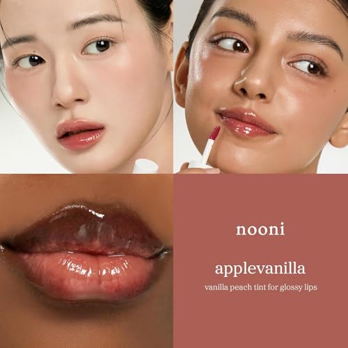 NOONI Korean Lip Oil Set - Hydrating Plumping Gloss (Applevanilla & Applegoji)