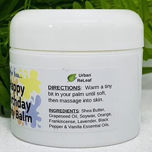Urban ReLeaf Happy Birthday Body Balm! Fresh Citrus Spice Natural Shea Butter & Essential Oils, Thoughtful Gift! Gender Neutral Unisex Scent, Deeply Moisturizing. Special Present