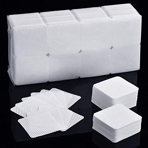 Maitys 1000 Pieces Eyelash Extension Glue Wipes Eyelash Glue Cleaner Non Woven Fabric Wipes Lash Supplies Accessories Tools for Extension Nail Polish Bottle(White)