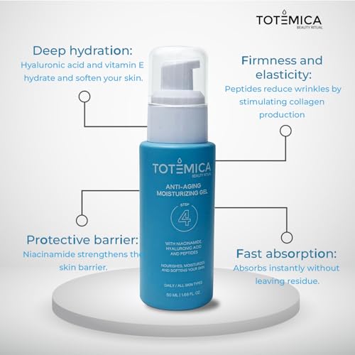 TOTEMICA Face Moisturizer with Niacinamide, Hyaluronic Acid, and Peptides, Wrinkle Filler Anti Aging Serum, Firming Moisturizer for All Skin Types - Vegan, Cruelty-Free (1.69 Fl Oz)