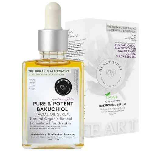 Organic Oil-Based Bakuchiol Serum For Face | 1oz Natural Retinol Alternative for Glowing Skin | Brightening Serum For Face | 99% Pure Bakuchiol Oil with Jojoba & Sea Buckthorn | Made In USA