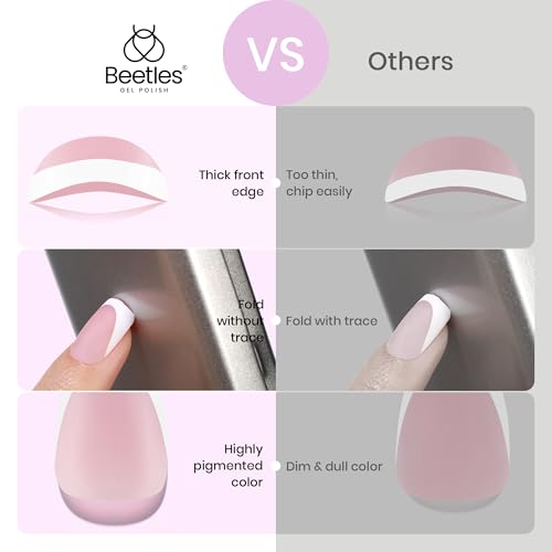 Beetles Short French Tip Press-On Nails 224 Pieces for Manicure