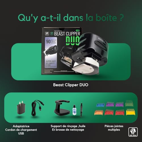 Skull Shaver Beast Clipper Duo - Home Haircut & Grooming Kit - Durable Steel Blades - Cordless Operation - Adjustable Combs - Designed for Men & Women