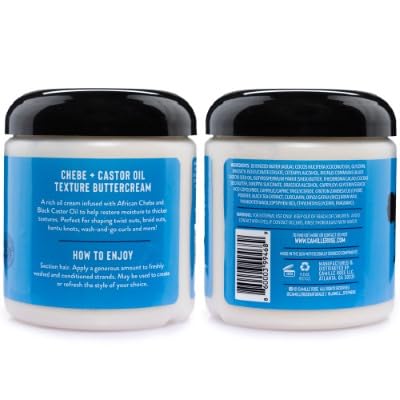 Camille Rose Black Castor Oil + Chebe Curl Cream 2-Pack, 8 Oz