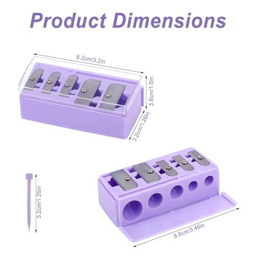 5-Hole Cosmetic Pencil Sharpener 2-Pack with Lid for Eyeliner & Lip Liner