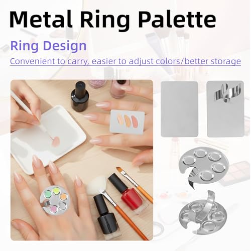 Makeup Mixing Palette Set with Brush - 8pc Stainless Steel