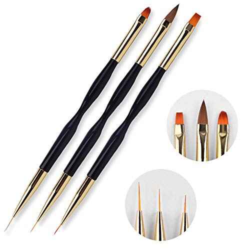 4 in 1 Set, Dual-Ended Polygel Brush Picker Brush, 3 Pcs Nail Drawing Pen, Dual End Nail Art Pen Brush Acrylic Round Flat Painting Drawing Liner Nail Tools