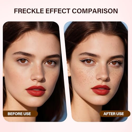 Freckle Pen, 2-in-1 Freckle stamp & Eyeline pen, Waterproof Quick Dry Long Lasting Soft Faux Freckles, Lifelike Magic Stamp Marker For Sunkissed Makeup (Medium)