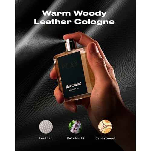Hawthorne Leather Cologne. A Warm, Woody, and Edgy Leather Scent With Sandalwood and Patchouli Notes. 1.7 Fl Oz.