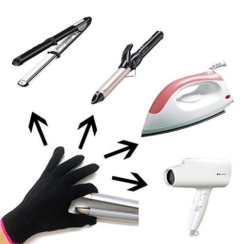 Pink Edge Heat Resistant Hair Styling Glove - Heatproof Up to 250°F, One Size, Black Variation