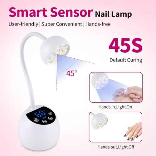 UV Nail Lamp,36W Cordless Gooseneck UV Light Gel x Flash Cure Lamp with 3 Timers and Auto Sensor for Gel Polish Nail Art(White)