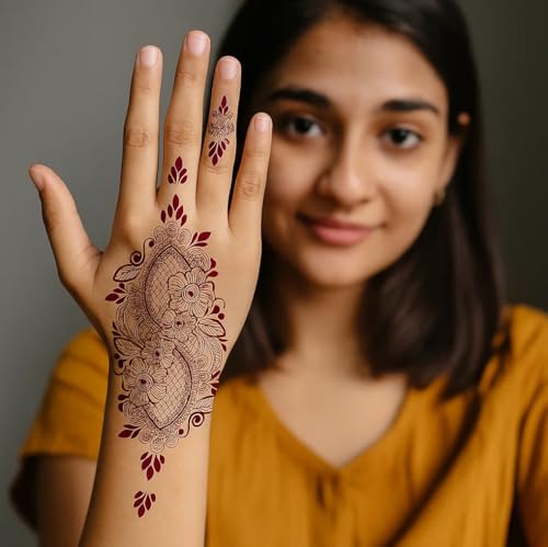 Large Hand Tattoo Stickers – Waterproof Henna-Style Temporary Tattoos