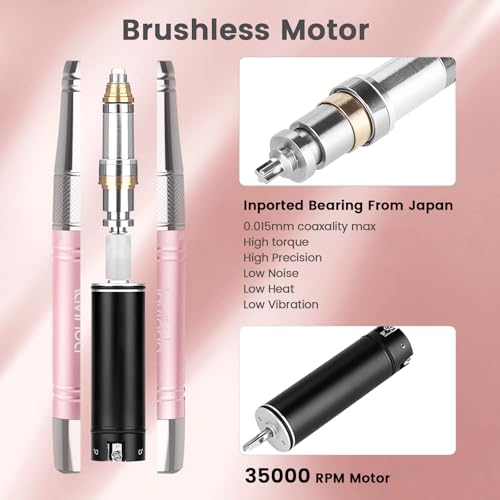 Lavinda Professional Cordless Nail Drill, 35,000 RPM Brushless