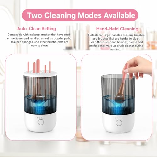 Electric Makeup Brush Cleaner Machine with Timer & Airflow - Rechargeable & Portable