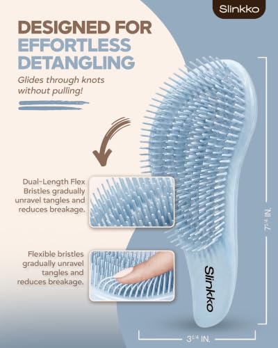 Slinkko Detangler Brush - Pain-Free Hair Brush for Curly & Wavy Hair