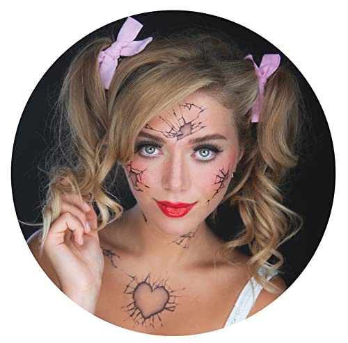 Broken Doll Temporary Tattoo Face Sticker (2-Pack)