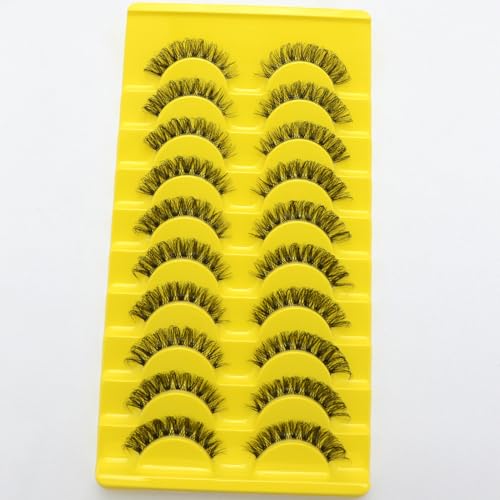 Cat Eye Russian Strip Lashes - 10 Pairs Faux Mink Fluffy