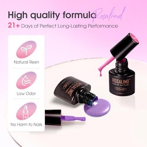 ROSALIND 30-Piece Gel Nail Polish Kit with Base & Top Coats - 26 Colors