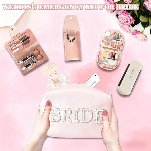Bridal Emergency Kit with Makeup Bag - Wedding Day Survival Set for Bride