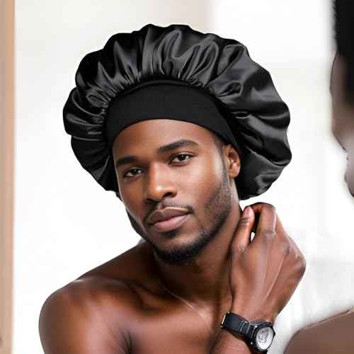 Silk Bonnet for Men Hair Bonnet for Sleeping Double Layer Satin Bonnets for Black Women Curly Hair Braids