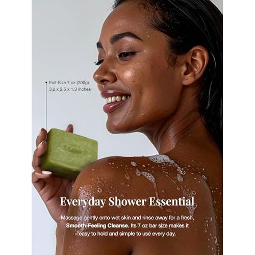 Body Scrub Bar Soap, 7 Oz (200g), Korean Exfoliating Body Wash Bar with Green Tea & Centella Extract, Subtle Fruity Citrus Scent, Deep Cleaning, Moisturizing & Refreshing, Sunrise Mist