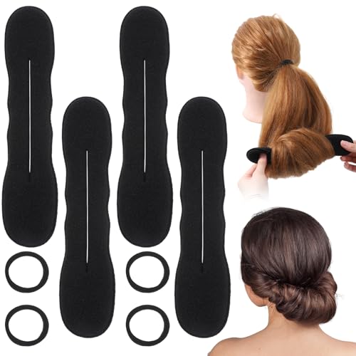 4-Pack Hair Bun Maker | Sponge Shapers with Ties