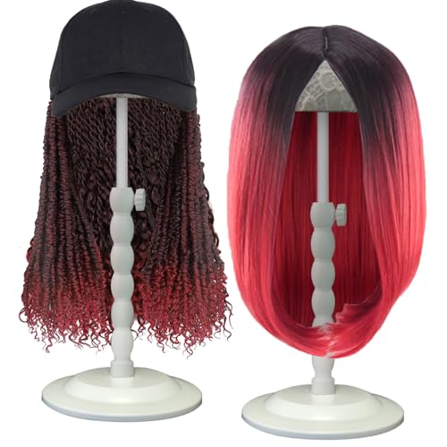 Adjustable Wig Stand, 12-19 Inch Height, White Non-Slip