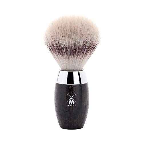 M?HLE KOSMO Bog Oak Silvertip Fiber Shaving Brush - Synthetic Luxury Shave Brush for Men, Rich Lather
