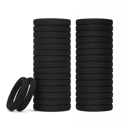 Mia Klein Extra Thick Black Hair Ties - 100 Count, Seamless Ponytail Holders
