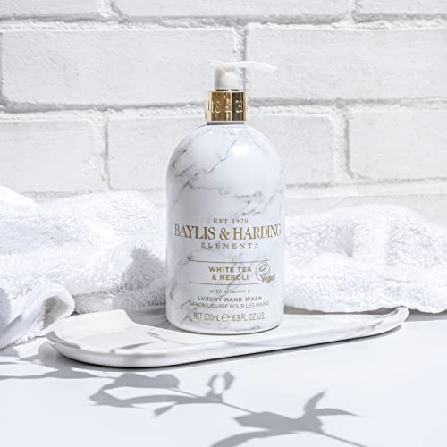 Baylis & Harding Liquid Hand Soap Wash with Dispenser, Elements, White Tea & Neroli, 16.9oz/500ml (3-Pack)
