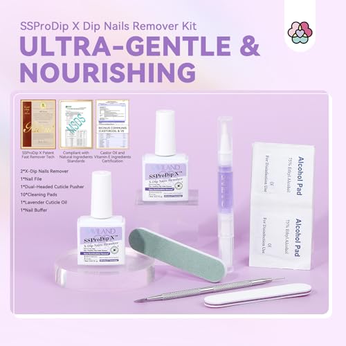 SAVILAND Dip Powder Nail Remover Kit with Cuticle Oil & File Tools