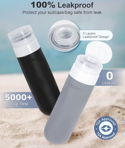 Quatish Leak Proof Travel Bottles - 3 oz Silicone Toiletries, 4 Pack