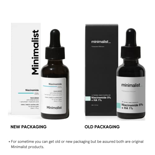 Minimalist 5% Niacinamide Serum for Clear Glowing Skin | With 1% Hyaluronic Acid for Hydration | Pore Minimizer for Face | Clears Acne Marks & Blemishes | For Women & Men | 1 Fl Oz / 30 ml