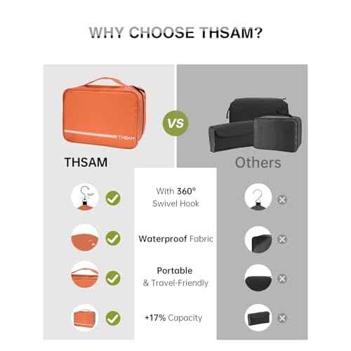 Travel Toiletry Bag for Women Men - Portable Large Hanging Organizer Makeup Bag for Cosmetic, Shampoo, Conditioner, Brushes Set, Cosmetic Travel Accessories Essentials, Orange