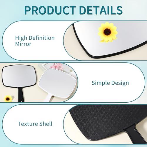 Chunful 2-Pack Large Handheld Mirror 10.24" with Handle & Hanging Hole