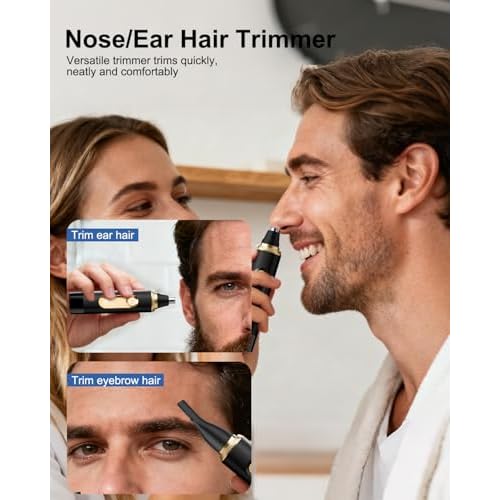 Nose Hair Trimmer for Men,2026 Professional Painless IPX7 Waterproof,USB Rechargeable with LED Display Dual-Edge Blades,Black