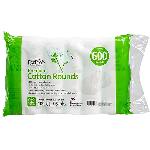 ForPro Cotton Rounds 600ct - 2.25in Lint-Free Pads
