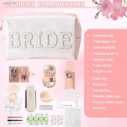 Bridal Emergency Kit with Makeup Bag - Wedding Day Survival Set for Bride