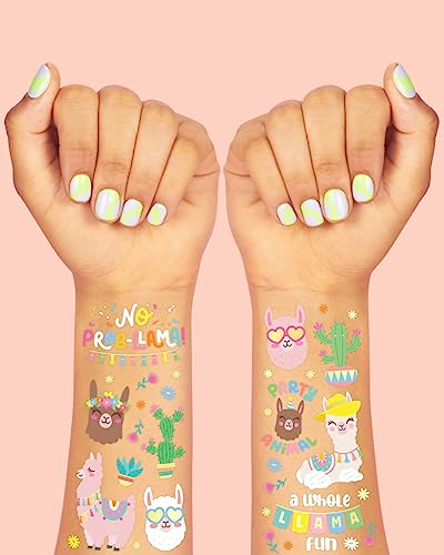 Llama Temporary Tattoos - 46 Metallic Designs, 2 Sheets