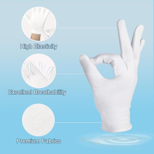 38-Pack White Cotton Gloves for Dry Hands, Eczema & SPA Moisturizing
