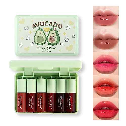 6 Colors Lip Tint Stain Set, Korean Lip Gloss, Mini Liquid Lipstick for Women, Lip Gloss Set, Lip Stain Long Lasting Waterproof, Non-Stick Cup, High Pigment, Cute Stuff, Lip Makeup