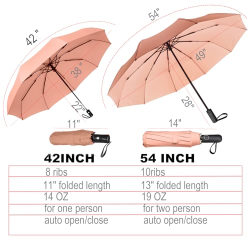 SIEPASA Windproof Travel Compact Umbrella-Automatic Umbrellas for Rain-Compact Folding Umbrella, Travel Umbrella Compact, Small Portable Windproof Umbrellas for Men Women Teenage.(Pink)