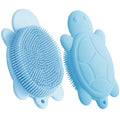 Children's Shower Brush, Silicone Body and Back Exfoliating Mitt - Soft Bristles, Gentle Exfoliation, Cute Turtle Design Makes Children Love Bathing(Wathet)