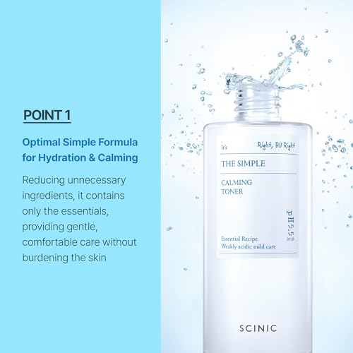 SCINIC The Simple Calming Toner 10.1 fl oz (300ml) | Vegan Face Astringent for Sensitive and Irritated Skin | Fresh Watery Texture | PH-Balanced Mild Toner | Korean Skincare