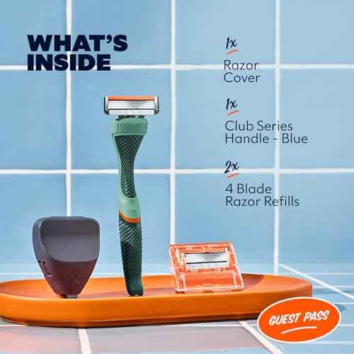 Dollar Shave Club | The Guest Pass Shave Set | 2 Swift Rinse Refill Cartridges, 1 Handle (Green), 1 Razor Cover, Razors for Men