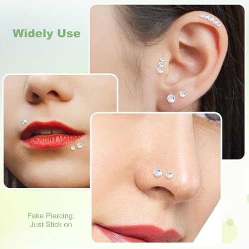 4 Sheets Face Gems Sticker, Self-Adhesive Glitter Rhinestone Face Jewels, Mini Hair Nose Eyes Nail Makeup Sticker for Festivals Parties- Silver(2mm 2.5mm 3mm 4mm)