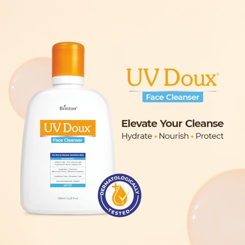 UV Doux Face Cleanser | Enriched with Hyaluronic Acid, Jojoba Oil, Niacinamide | Deep Cleansing & Hydration | Removes Excess Oil | Sulphate & Paraben-Free For All Skin Types 4.4 fl oz.