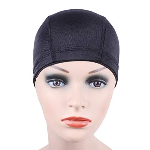 Stretchy Dome Wig Caps 2-Pack - Size M, Nylon Black